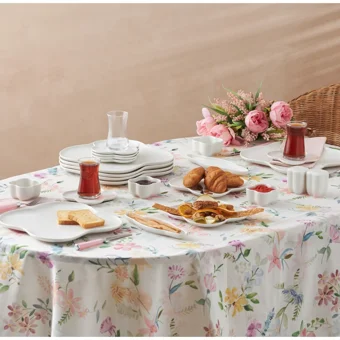 Karaca Clover Oval 28 Parça 6 Kişilik Porselen Kahvaltı Takımı Beyaz