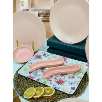 Pembiş Mutfağım Blue Magic Desenli 16 Parça 6 Kişilik Seramik Kahvaltı Takımı Pembe