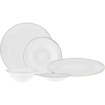 Karaca Fame Fine Pearl Oval-Yuvarlak 26 Parça 6 Kişilik Fine Pearl Kahvaltı Takımı Beyaz
