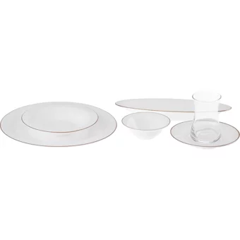 Karaca Fame Fine Pearl Oval-Yuvarlak 26 Parça 6 Kişilik Fine Pearl Kahvaltı Takımı Beyaz
