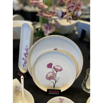 Şirin Eşyalarım Flora Desenli 45 Parça 6 Kişilik Porselen Kahvaltı Takımı Beyaz