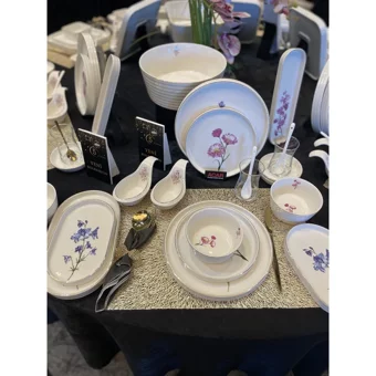 Şirin Eşyalarım Flora Desenli 45 Parça 6 Kişilik Porselen Kahvaltı Takımı Beyaz