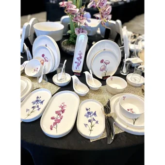 Şirin Eşyalarım Flora Desenli 45 Parça 6 Kişilik Porselen Kahvaltı Takımı Beyaz