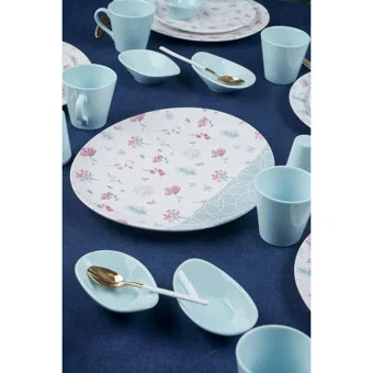 Acar Frost Yuvarlak Desenli 31 Parça 6 Kişilik Stoneware Kahvaltı Takımı Mavi