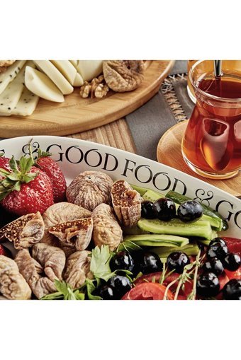 Bella Maison Motto Yuvarlak Desenli 12 Parça 4 Kişilik Seramik Kahvaltı Takımı Beyaz