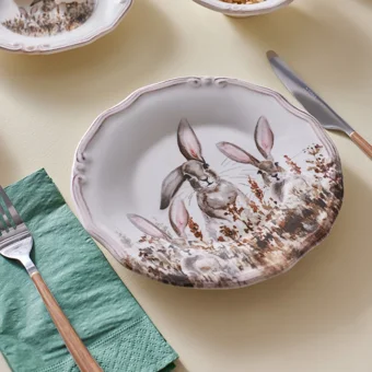 Karaca Bunny Yuvarlak Desenli 12 Parça 2 Kişilik Stoneware Seramik Kahvaltı Takımı Çok Renkli