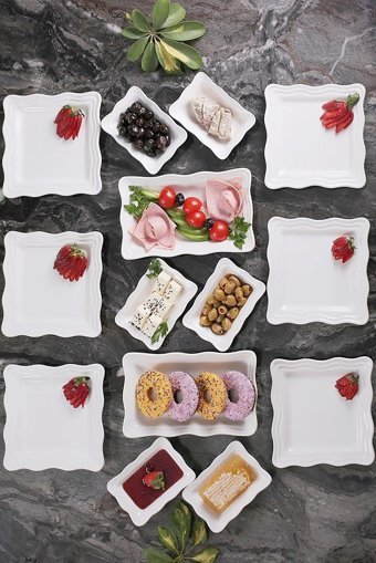 Şura Mutfak Seranat 14 Parça 6 Kişilik Seramik Kahvaltı Takımı Beyaz