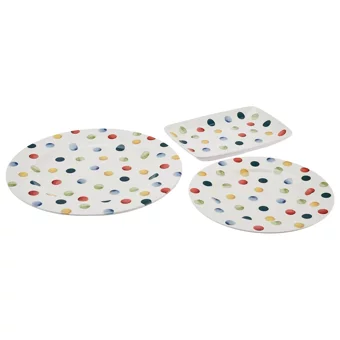 Karaca Canvas Yuvarlak Desenli 18 Parça 6 Kişilik Stoneware Kahvaltı Takımı Beyaz