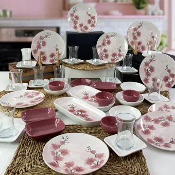 Keramika Fiore Yuvarlak Desenli 50 Parça 12 Kişilik Seramik Kahvaltı Takımı Çok Renkli