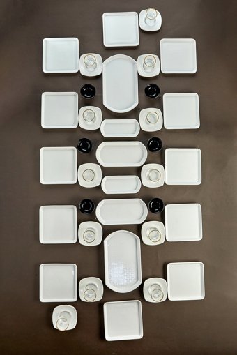 Erbaşlar Versace Kare 36 Parça 12 Kişilik Seramik Kahvaltı Takımı Beyaz