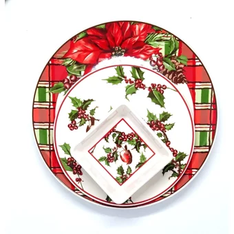 Miss Betty Stoneware Desenli 16 Parça 6 Kişilik Stoneware Kahvaltı Takımı Kırmızı
