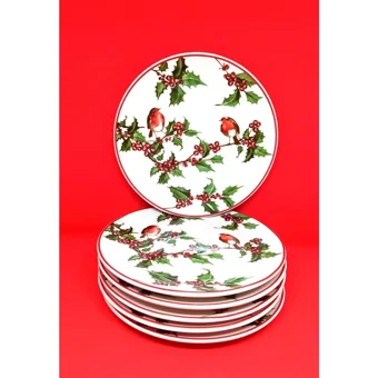 Miss Betty Stoneware Desenli 16 Parça 6 Kişilik Stoneware Kahvaltı Takımı Kırmızı