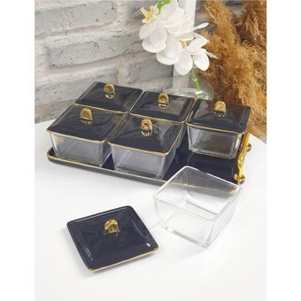 Porlistan Aura 6 Parça 2 Kişilik Bone China Kahvaltı Takımı Siyah