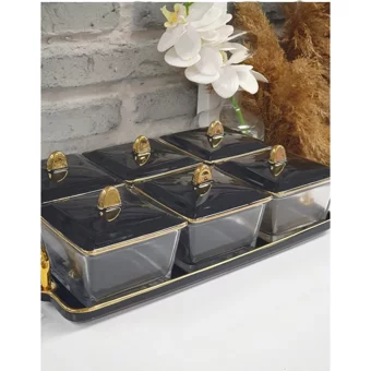 Porlistan Aura 6 Parça 2 Kişilik Bone China Kahvaltı Takımı Siyah