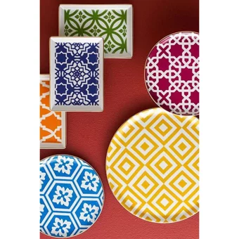 Porland Morocco Yuvarlak Desenli 18 Parça 6 Kişilik Porselen Kahvaltı Takımı Çok Renkli