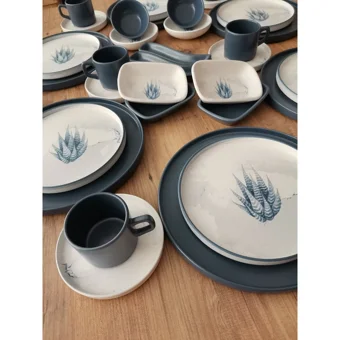 Keramika Blue Magic Yuvarlak Desenli 34 Parça 6 Kişilik Seramik Kahvaltı Takımı Beyaz-Yeşil