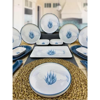 Pembiş Mutfağım Blue Magic Desenli 15 Parça 6 Kişilik Stoneware Kahvaltı Takımı Beyaz-Mavi