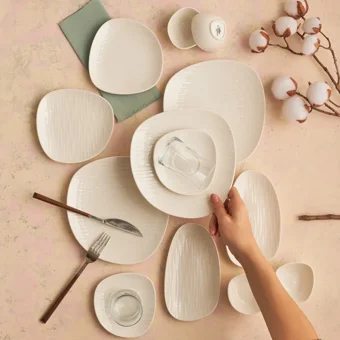 Karaca Oyster Oval 26 Parça 6 Kişilik Porselen Kahvaltı Takımı Beyaz