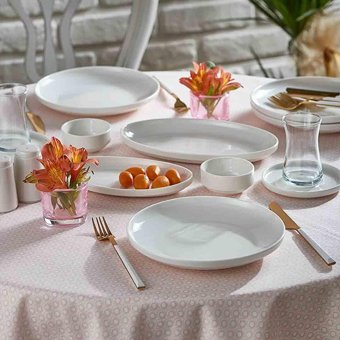 Neva Proda N3189 26 Parça 6 Kişilik Porselen Kahvaltı Takımı Beyaz