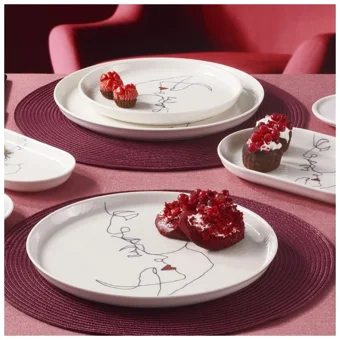 Güral Porselen Love 25442 Yuvarlak Desenli 11 Parça 2 Kişilik Porselen Kahvaltı Takımı Beyaz