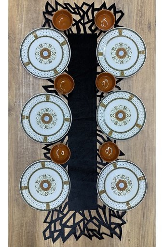 Areyma Safir Yuvarlak Desenli 12 Parça 6 Kişilik Seramik Kahvaltı Takımı Turuncu