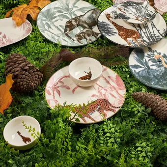 Karaca Jungle Yuvarlak Desenli 26 Parça 6 Kişilik Porselen Kahvaltı Takımı Çok Renkli