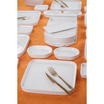 Bianco Perla 05455 Kare 30 Parça 6 Kişilik Porselen Kahvaltı Takımı Beyaz