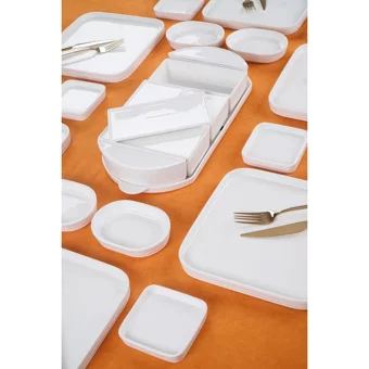 Bianco Perla 05455 Kare 30 Parça 6 Kişilik Porselen Kahvaltı Takımı Beyaz