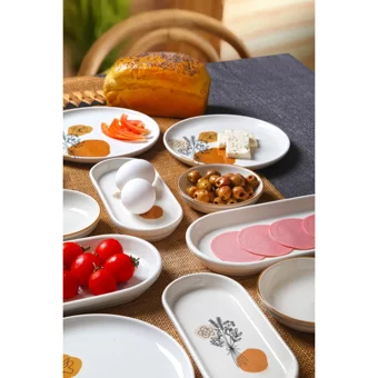 Nandy Home Handmade Desenli 14 Parça 6 Kişilik Seramik Kahvaltı Takımı Çok Renkli