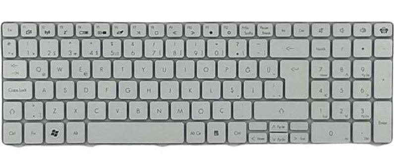 Notespare Acer ile Uyumlu NSK-AN01D, NSK-AN10T, NSK-AU01D, NSK-AUB0T, NSK-AUB0U Notebook Klavye Beyaz Tr - tek ebat