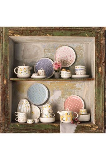 Korkmaz Aşiyan Collection A8708 Desenli 30 Parça 6 Kişilik Porselen Kahvaltı Takımı Çok Renkli