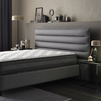 Yataş Canto 150 x 200 cm Yataklı Başlıklı Çift Kişilik Sandıklı Baza Seti Gri