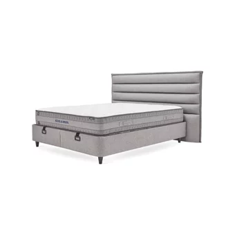Yataş Canto 150 x 200 cm Yataklı Başlıklı Çift Kişilik Sandıklı Baza Seti Gri