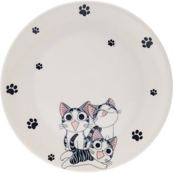 Emsan Kitty Kedisever Yuvarlak Desenli 32 Parça 6 Kişilik Porselen Kahvaltı Takımı Beyaz