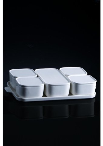 Acar Pure White Dikdörtgen 11 Parça Porselen Kahvaltı Takımı Beyaz
