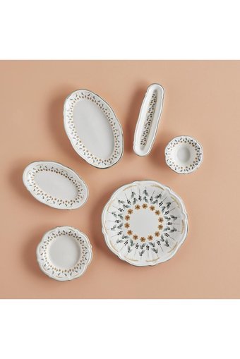 Bella Maison Adelina Yuvarlak Desenli 26 Parça 6 Kişilik Stoneware Kahvaltı Takımı Yeşil