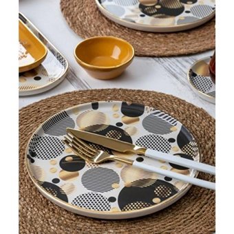 Acar Gölge Sr 220253/2 Yuvarlak Desenli 31 Parça 6 Kişilik Stoneware Kahvaltı Takımı Çok Renkli