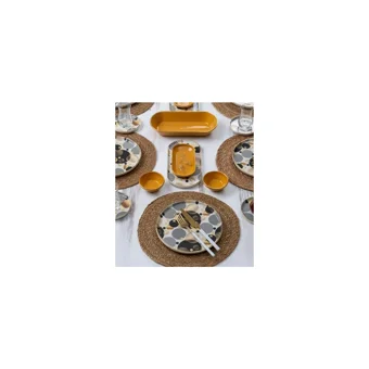 Acar Gölge Sr 220253/2 Yuvarlak Desenli 31 Parça 6 Kişilik Stoneware Kahvaltı Takımı Çok Renkli