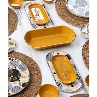 Acar Gölge Sr 220253/2 Yuvarlak Desenli 31 Parça 6 Kişilik Stoneware Kahvaltı Takımı Çok Renkli