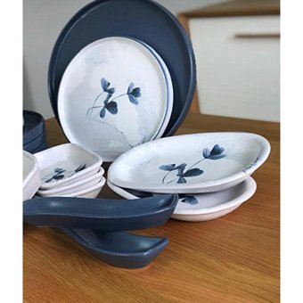 Keramika Blue Magic Yuvarlak Desenli 20 Parça 6 Kişilik Seramik Kahvaltı Takımı Beyaz-Mavi