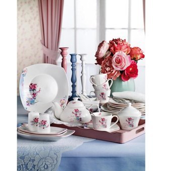 Pierre Cardin Tea Time Desenli 35 Parça 6 Kişilik Porselen Kahvaltı Takımı Beyaz