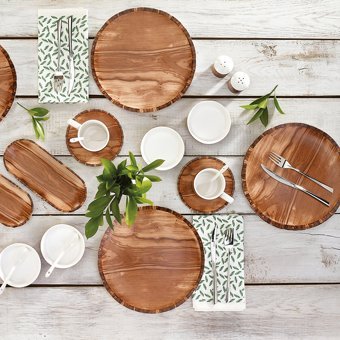Emsan Woody Yuvarlak 32 Parça 6 Kişilik Porselen Kahvaltı Takımı Beyaz
