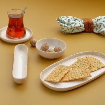 Schafer Lora Desenli 32 Parça 6 Kişilik Porselen Kahvaltı Takımı Bej