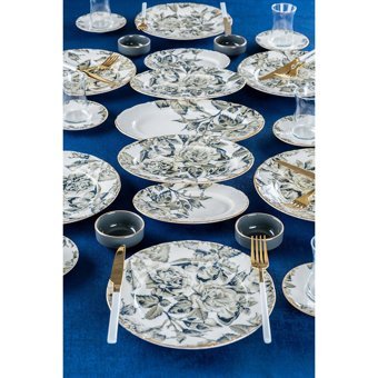 Acar Felix Oval Desenli 27 Parça 6 Kişilik Porselen Kahvaltı Takımı Çok Renkli