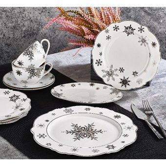 Aryıldız 51034 Yuvarlak Desenli 30 Parça 6 Kişilik Porselen Kahvaltı Takımı Siyah