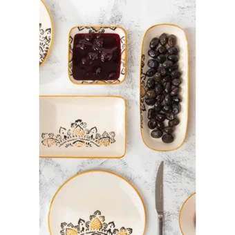 Mondecor Arabesque Arabesque Sgt-Arabesque Desenli 24 Parça 6 Kişilik Stoneware Kahvaltı Takımı Çok Renkli
