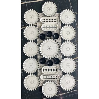 Venüs Home Siyah Elips Desenli 23 Parça 12 Kişilik Seramik Kahvaltı Takımı Siyah