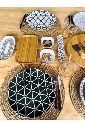 Casa De Bella Desenli Oval Desenli 45 Parça 6 Kişilik Stoneware Kahvaltı Takımı Kahverengi
