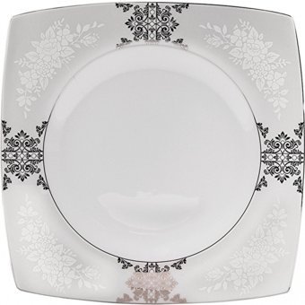 Karaca Fine Pearl Barok Kare Desenli 26 Parça 6 Kişilik Fine Pearl Kahvaltı Takımı Beyaz