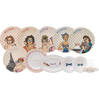 Karaca Back To Yuvarlak Desenli 26 Parça 6 Kişilik Stoneware Kahvaltı Takımı Çok Renkli